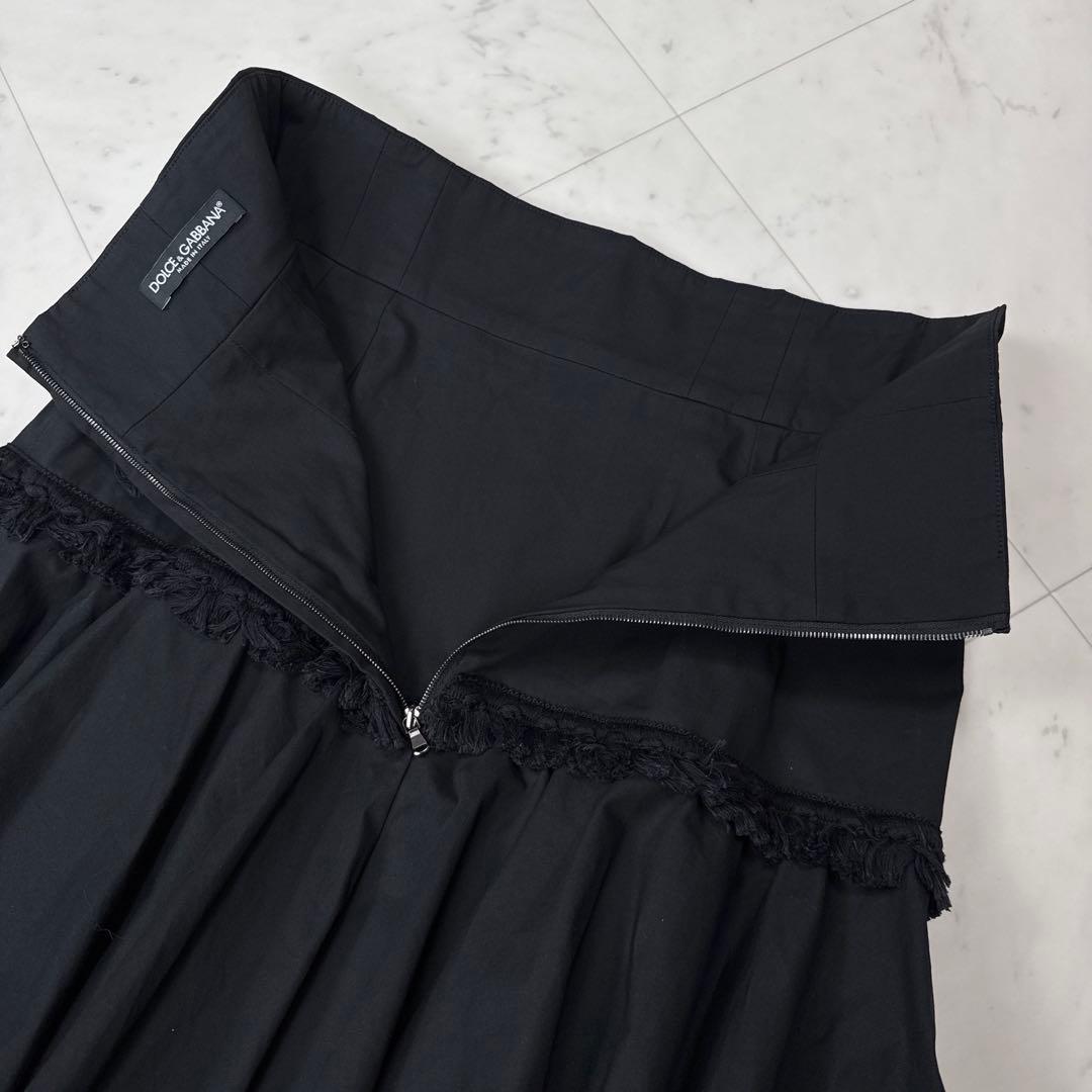 希少 ドルチェアンドガッバーナ フリンジ フレアスカート ブラック サイズ42