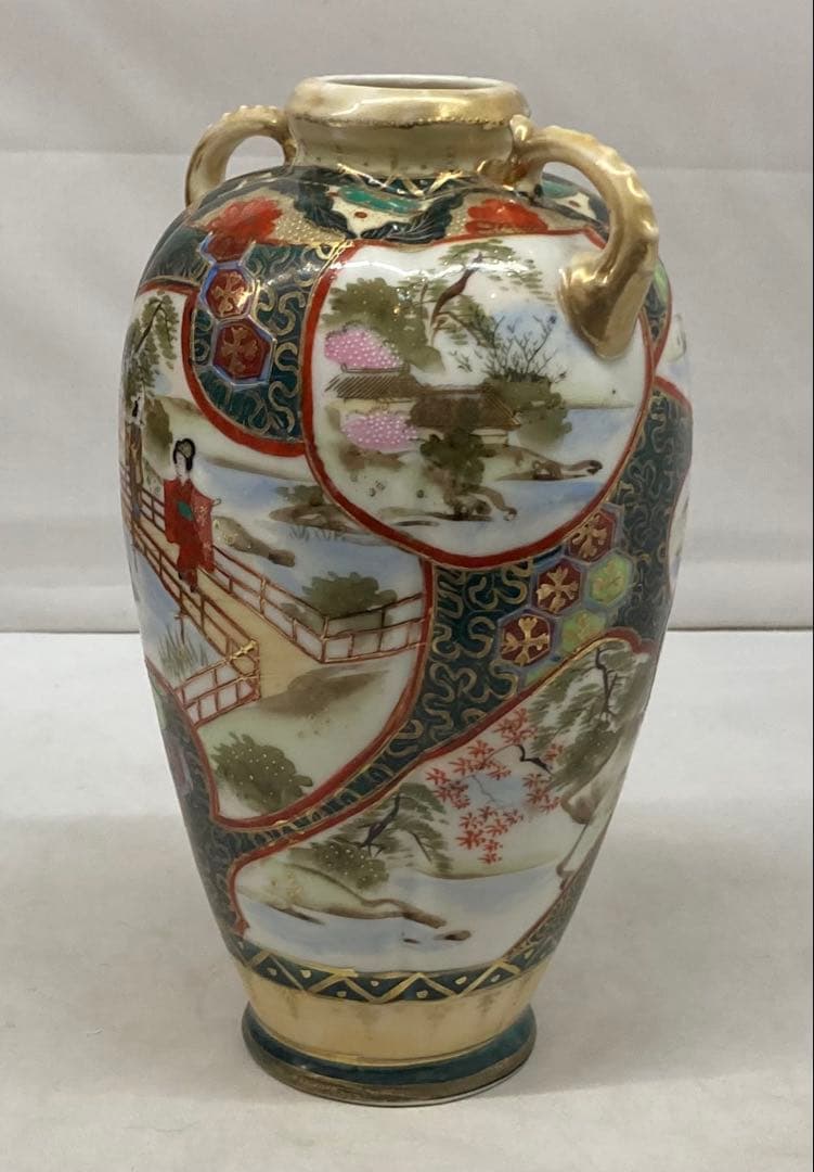 B387s 「名所美人図 花生」ノリタケ　明治時代　輸出　スパイダーマーク