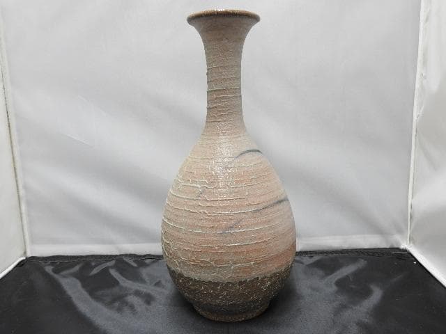 塩釉草花花瓶　森野嘉光　共箱有　M1091