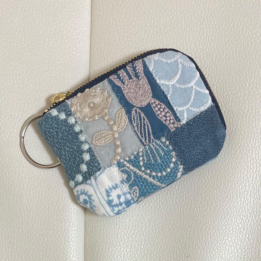 ぽろんL字キーケース ミナペルホネンハンドメイド ポーチ 両面パッチワーク
