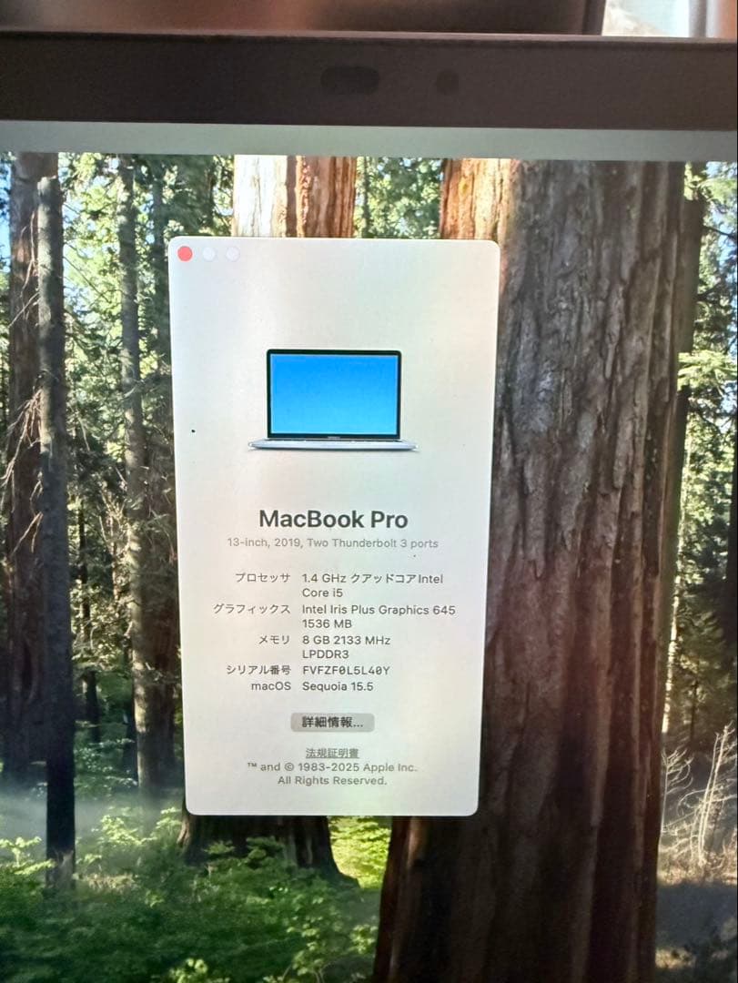 MacBook本体 MacBookPro 13-inch, 2019