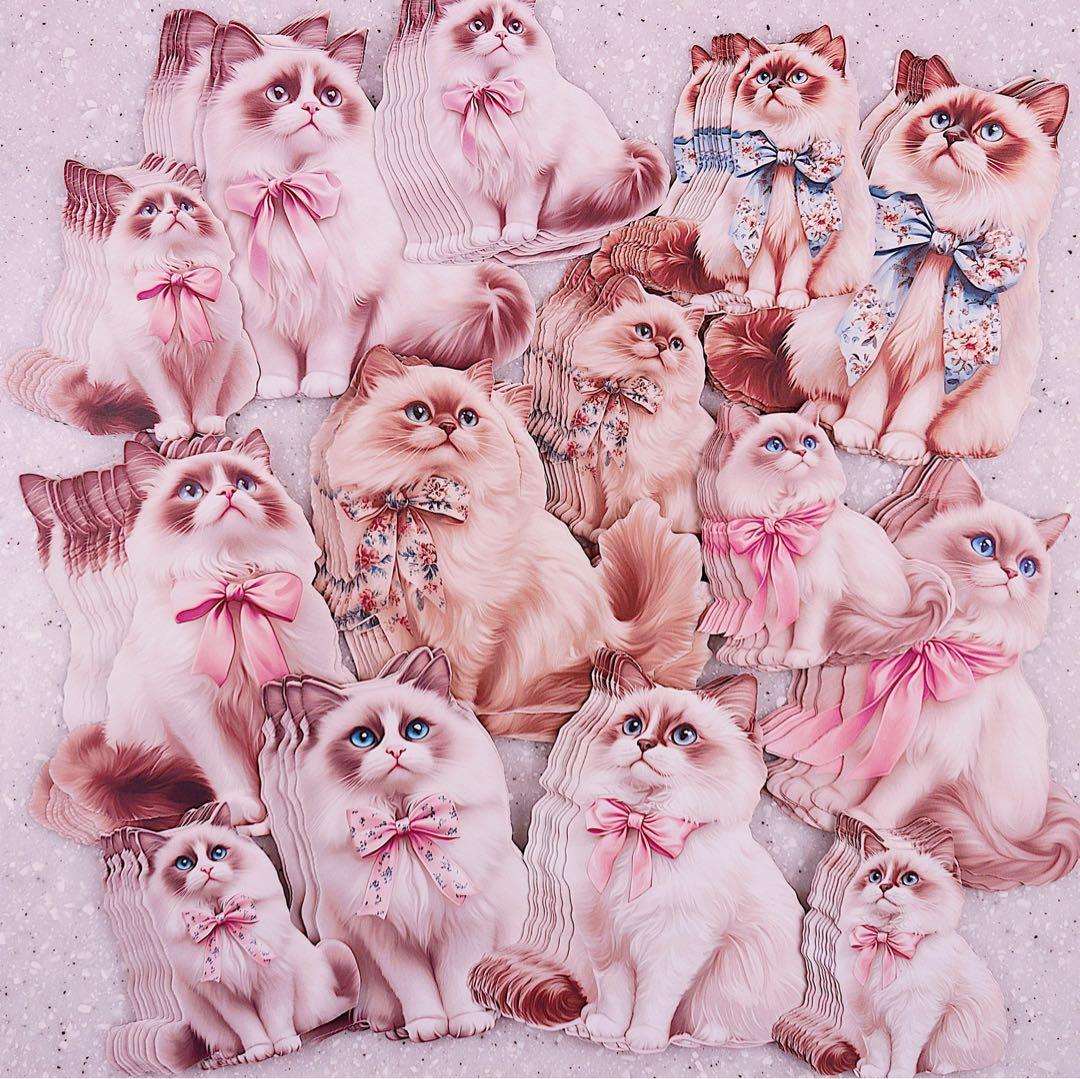 ねこちゃんダイカット＆レースペーパーset 230点+α コラージュ　おすそ分け