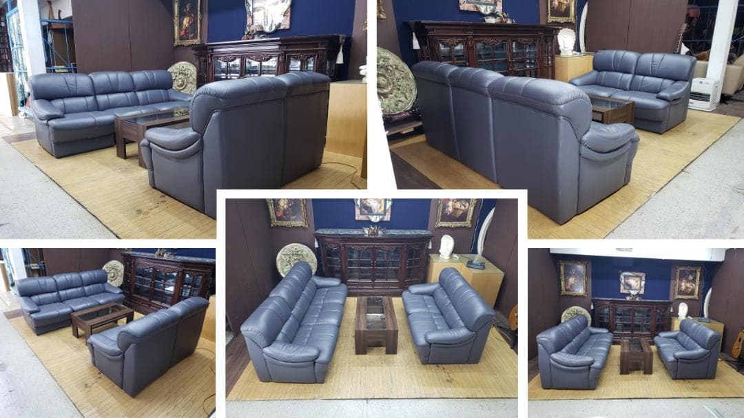 C37　美品　応接セット 6点セット 本革（一部合皮） ソファ