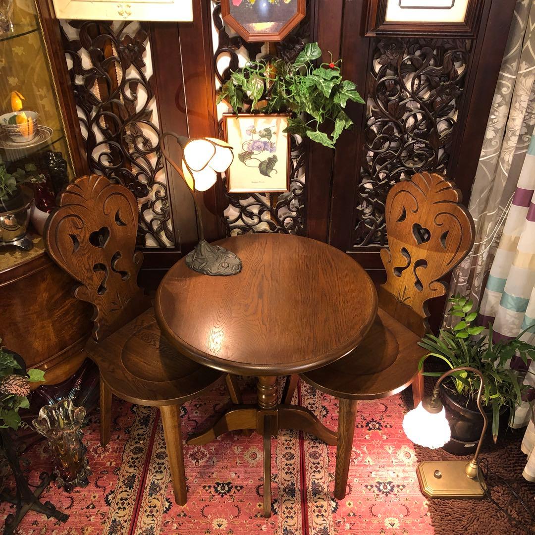 ８０年代　ブリティッシュアンティークST スピンドルコンパクト　ラウンドテーブル