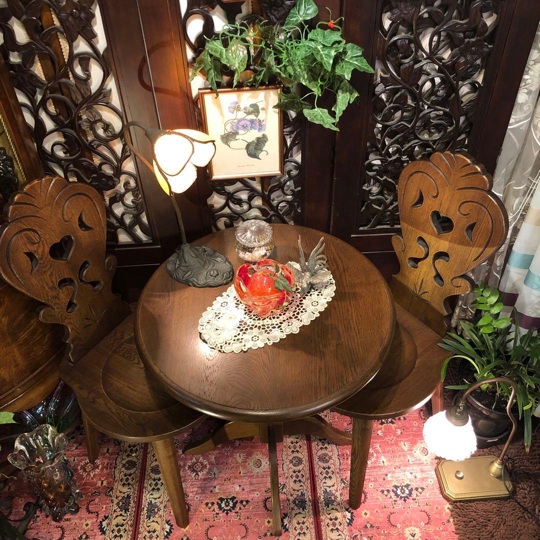 ８０年代　ブリティッシュアンティークST スピンドルコンパクト　ラウンドテーブル