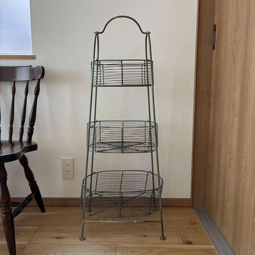 店舗什器　３段　カゴ　ラック　 アンティーク