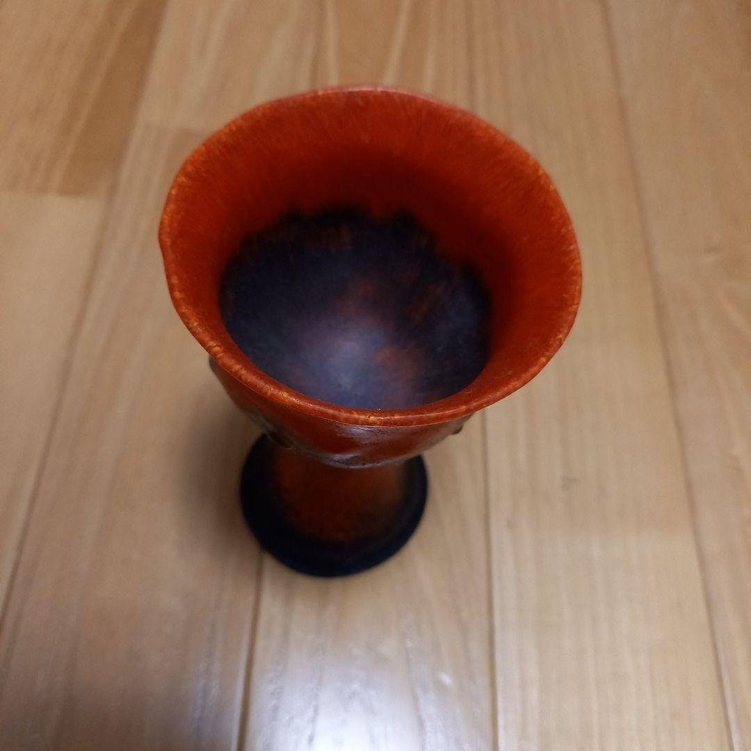 酒器　馬上杯　馬上盃　骨董　赤と黑の趣きのあるグラス