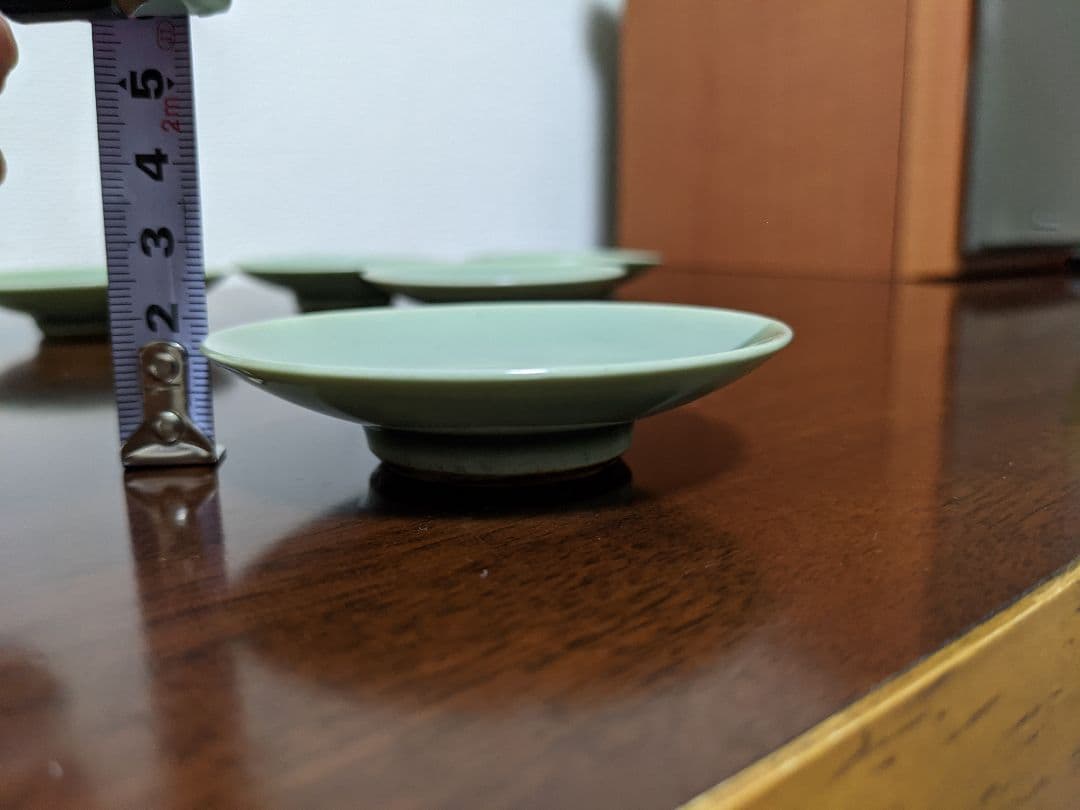 ♦希少 遺品少数！江戸時代 鍋島青磁 柿右衛門青磁 碁笥底 茶碗 茶托 骨董品