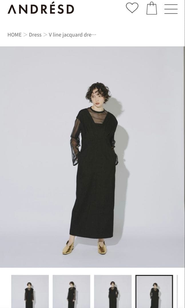 【ANDRESD】V line jacquard dress ジャガードドレス