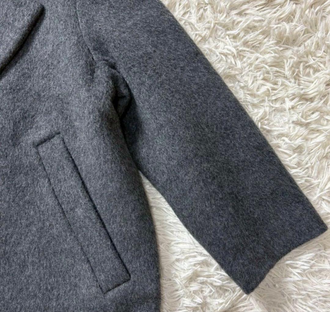 【美品】エンフォルド ウールリバーコート チェスターコクーン グレー×緑　36