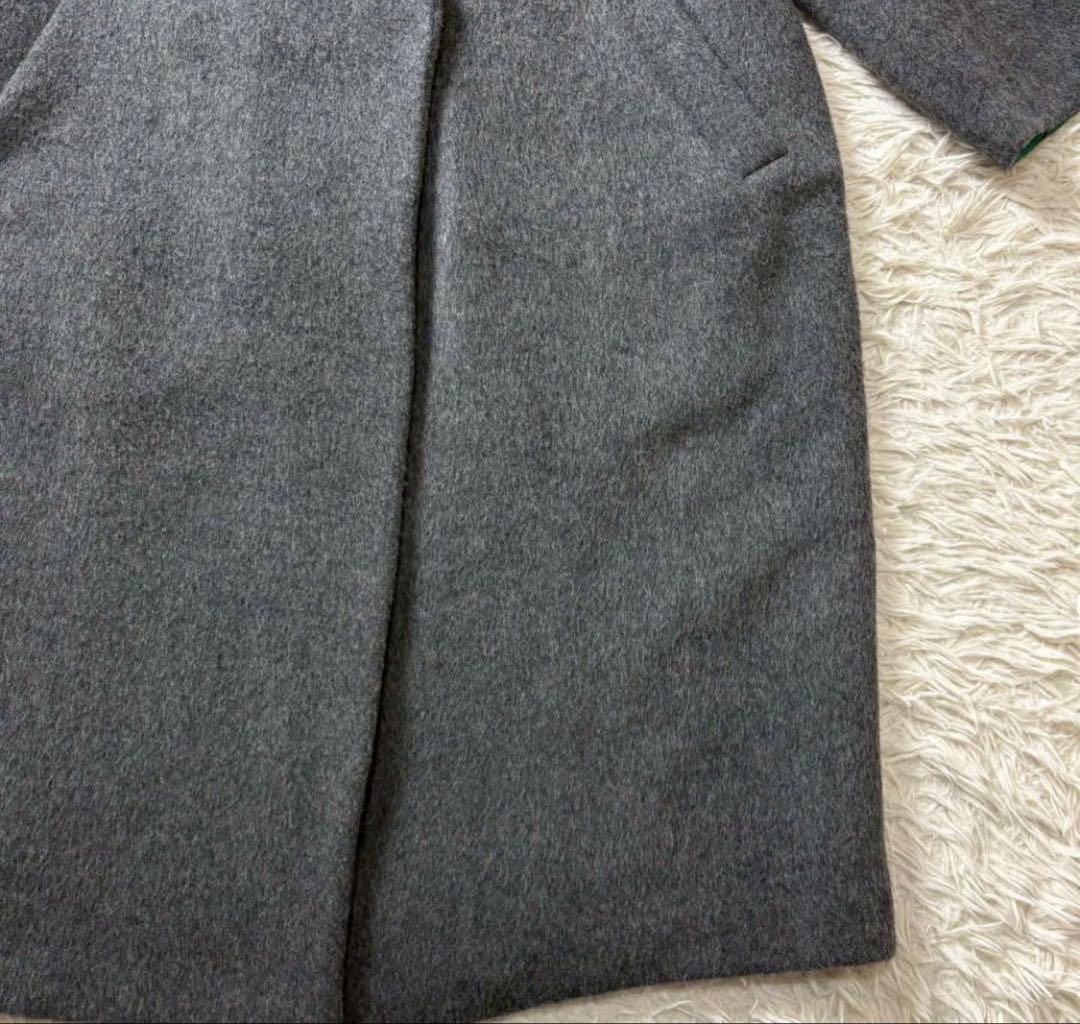 【美品】エンフォルド ウールリバーコート チェスターコクーン グレー×緑　36