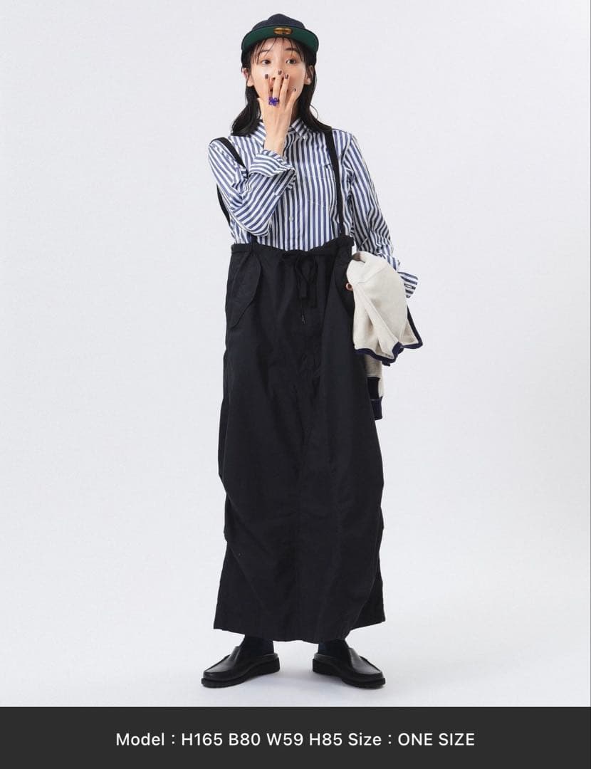 【BEAMS BOY】アーミーオーバーパンツ　アレンジワンピース　ブラック