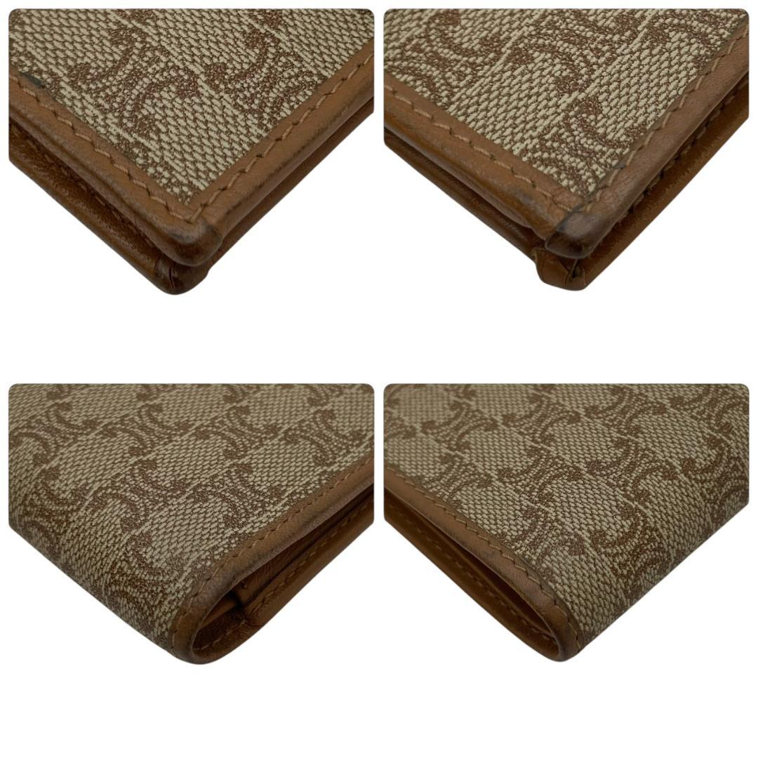 【美品】 CELINE セリーヌ 二つ折り財布 マカダム トリオンフ レザー