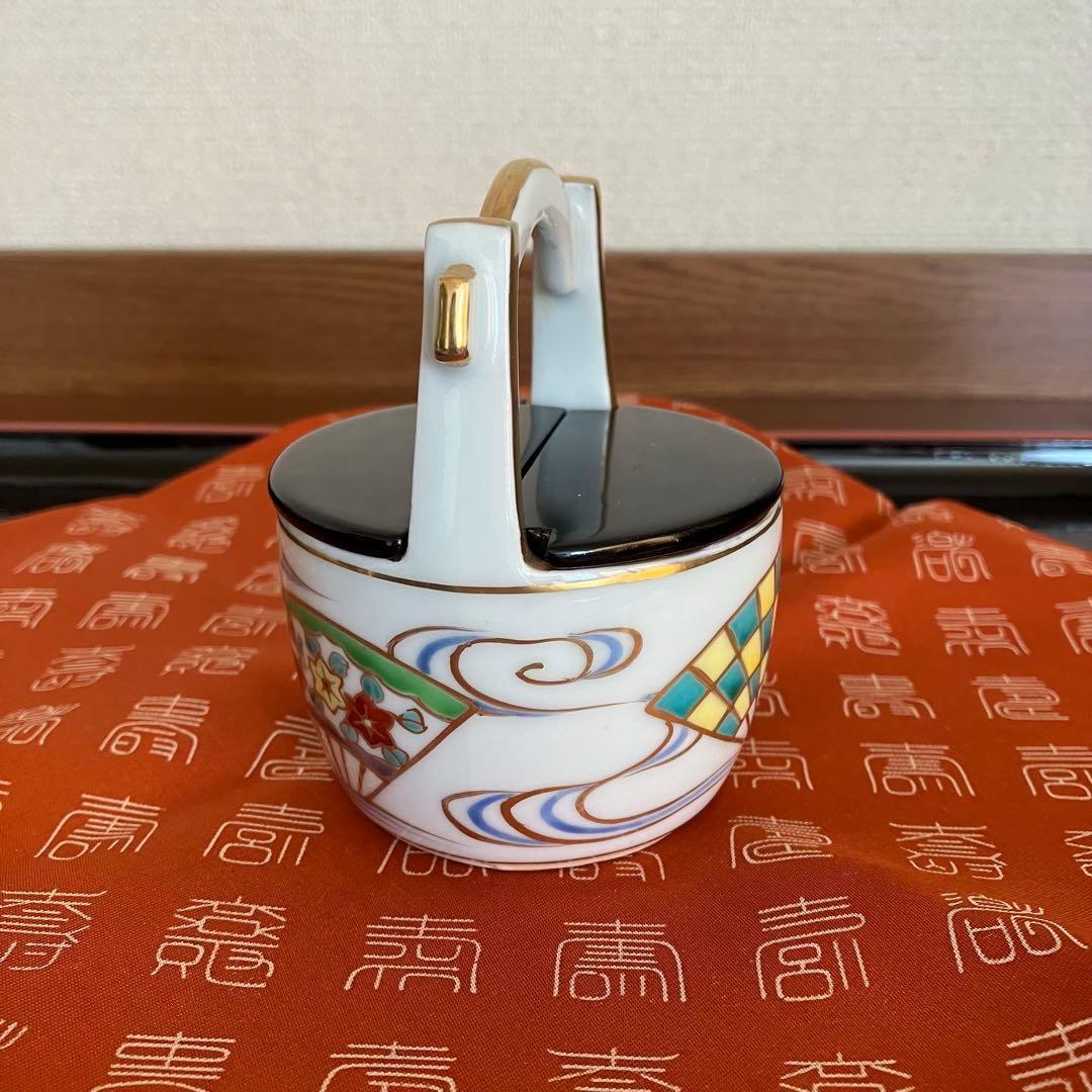 最終お値下げ 茶道具 京焼 手塚祥堂造色絵手桶茶入