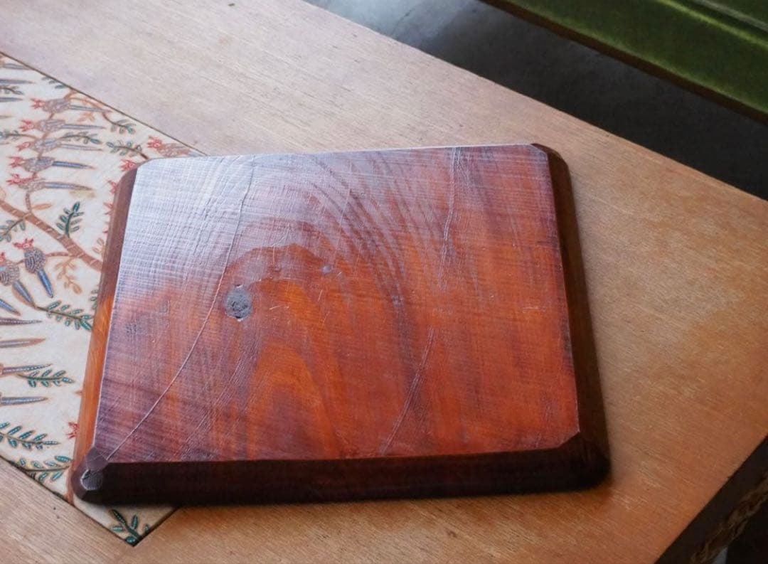 讃岐盆　超美品　木製彫刻模様入り　正方形　お盆　トレー　５枚セット