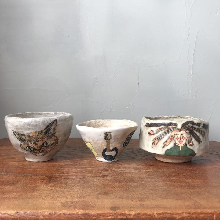 妻の作った フシギのお茶碗 ホテルのルームキーやドア模様 陶芸