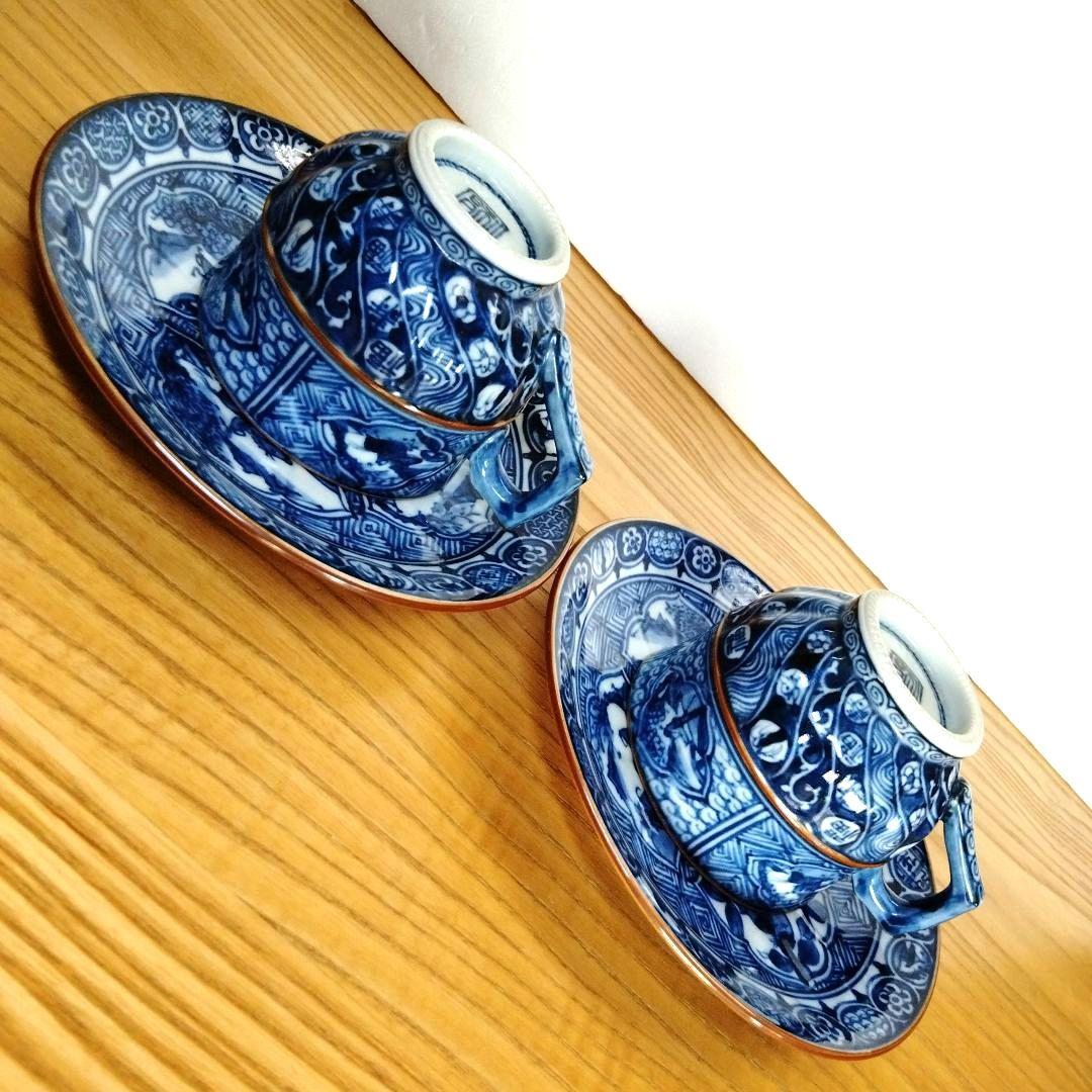 加藤利昌 清水焼 祥瑞山水文コ―匕―碗皿2客