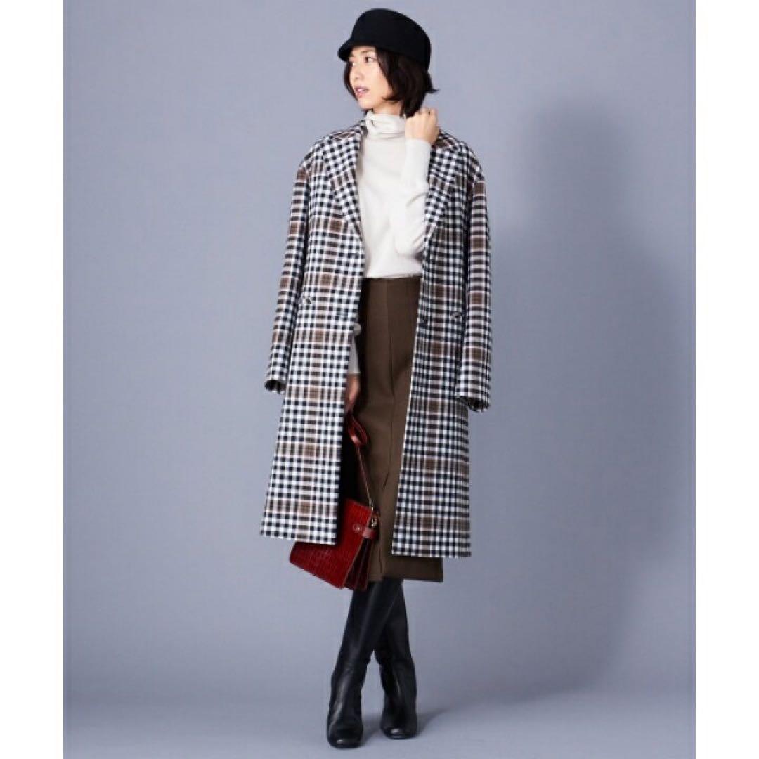 【新品】23区 チェスターコート タータンチェック ロング 38 M相当