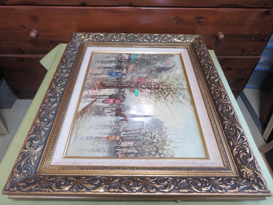 ◆Ｚampini Ａntonio　「街の景色」　油彩F6 号◆