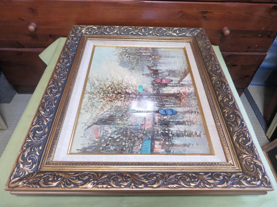 ◆Ｚampini Ａntonio　「街の景色」　油彩F6 号◆