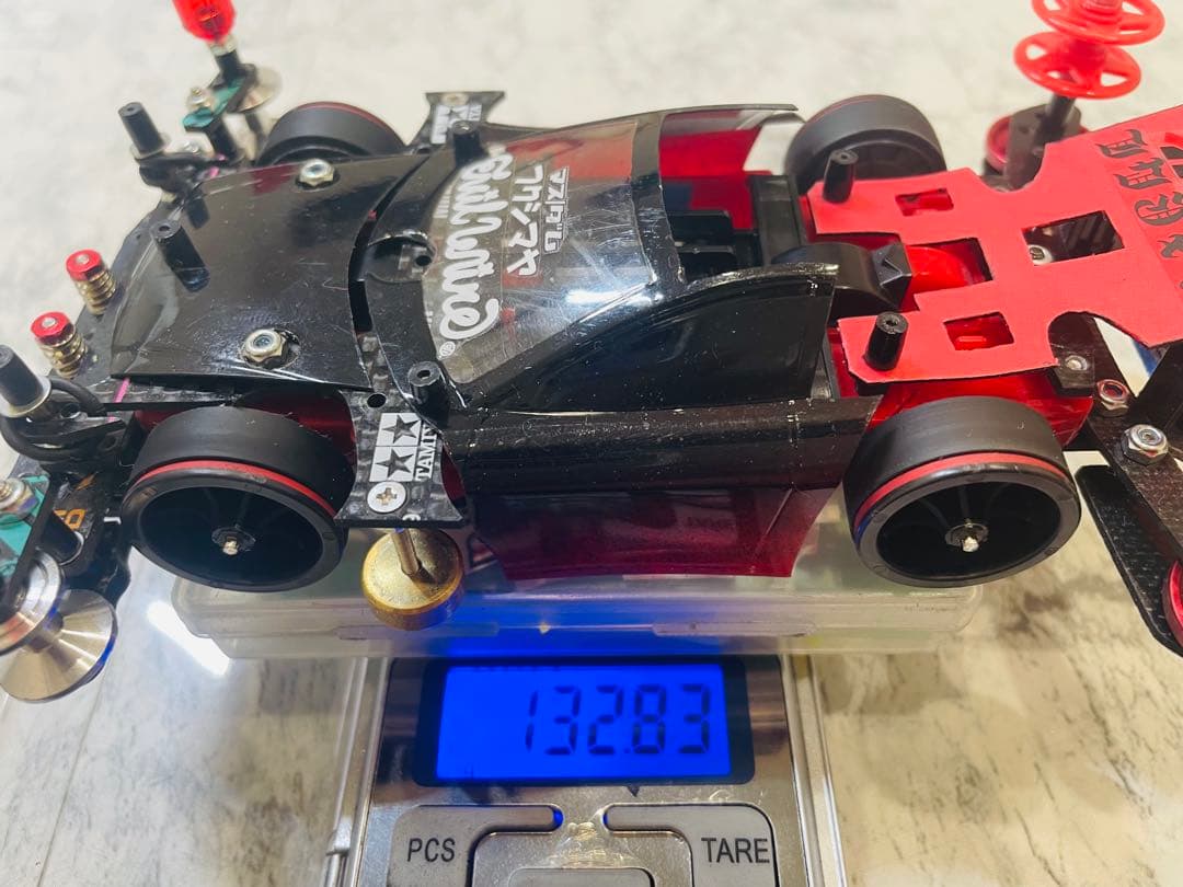 ミニ四駆　MSスギヤマ式フレキ　V字カット鳥居残し　２軸ATスラダン１軸アンカー