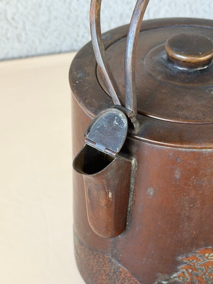 松の絵　金正堂　古銅　水注　やかん　茶道具　時代物　重さ約477g