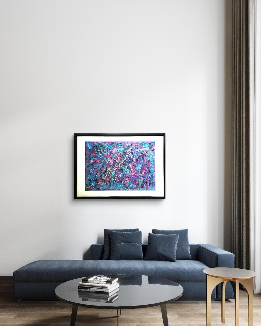 ミルキーウェイ/ 抽象画 77×56㎝ B2額縁セット 原画限り インテリア