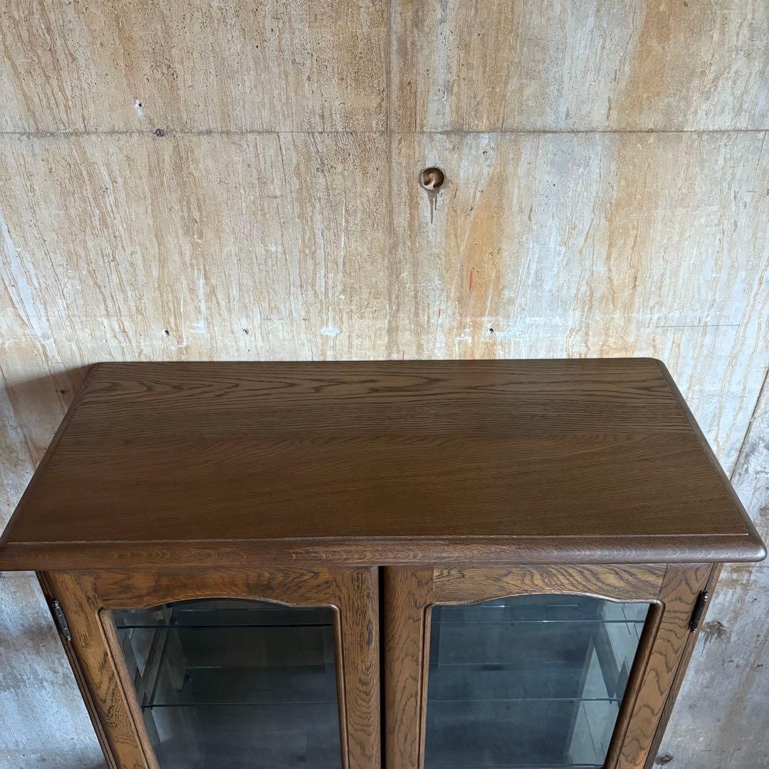 旭川家具　勇峰工芸　猫脚キャビネット　飾り棚　ギャラリーボード　道産ナラ材