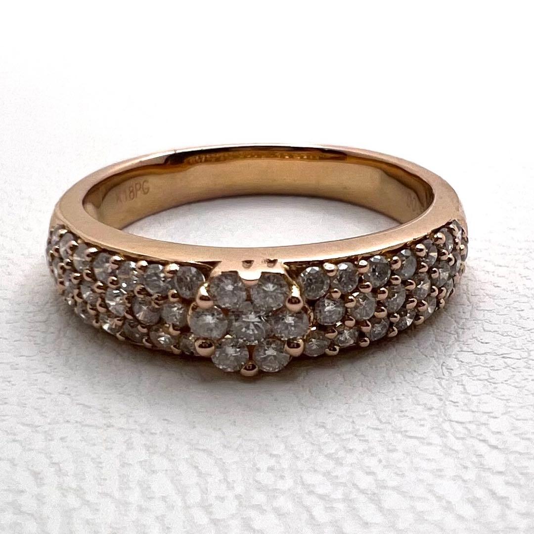 K18 PGリング　幅4.3〜3.2㎜ダイヤ0.5ct 12号 3.43g