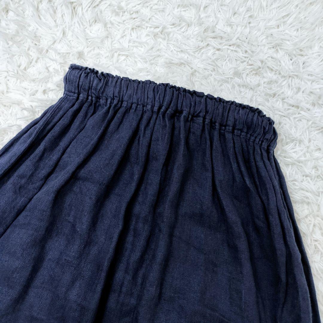 ＊人気＊イチアンティークス リネン100%サルエルパンツ 製品染め ネイビー