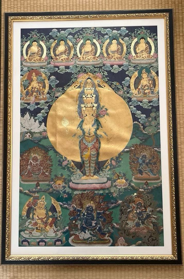 観音菩薩 金箔 絵画 73cm x 106cm（額サイズ）