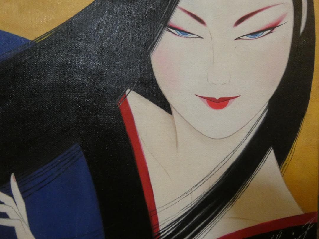 美人像　油絵　鶴田一郎　人物画　F6　額付き　手描き　肉筆