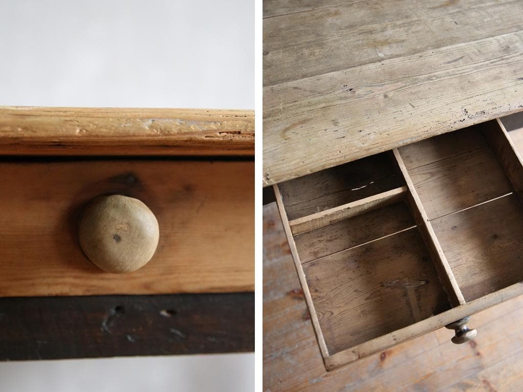 イギリスアンティークオールドパイン材の古木ダイニングテーブル木製机(70-212