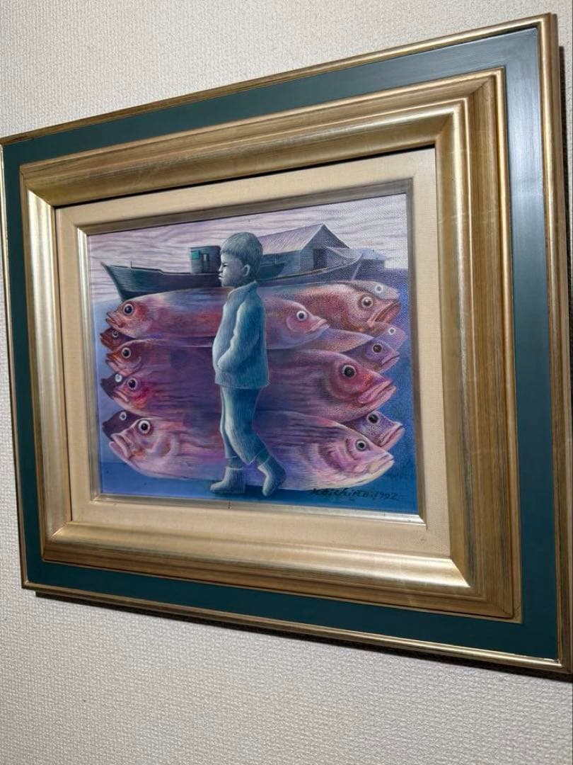 リアリズム　坂中功一郎【追跡の海】肉筆油彩画　アクリル