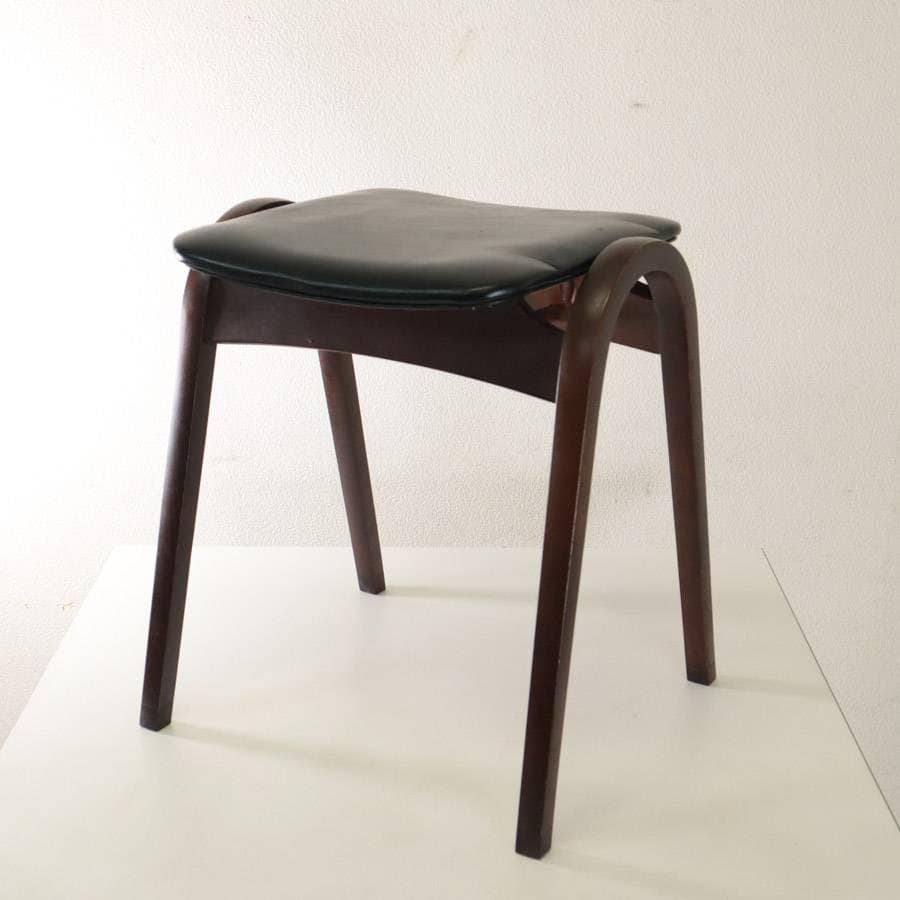 秋田木工 IDC大塚 No.202 剣持勇 スタッキングスツール 黒 PVC④