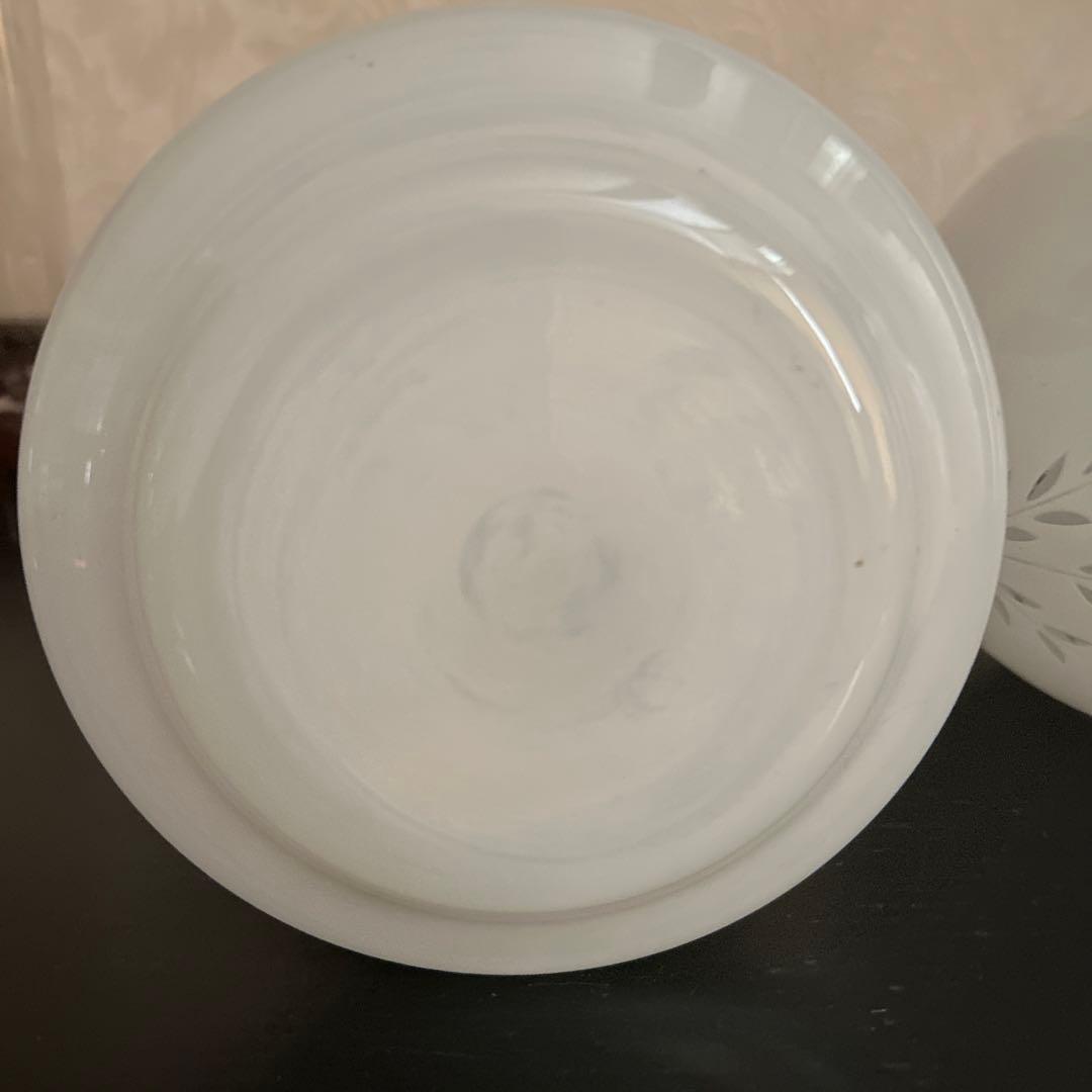 アンティーク　乳白　切子オイルランプ 昭和レトロ