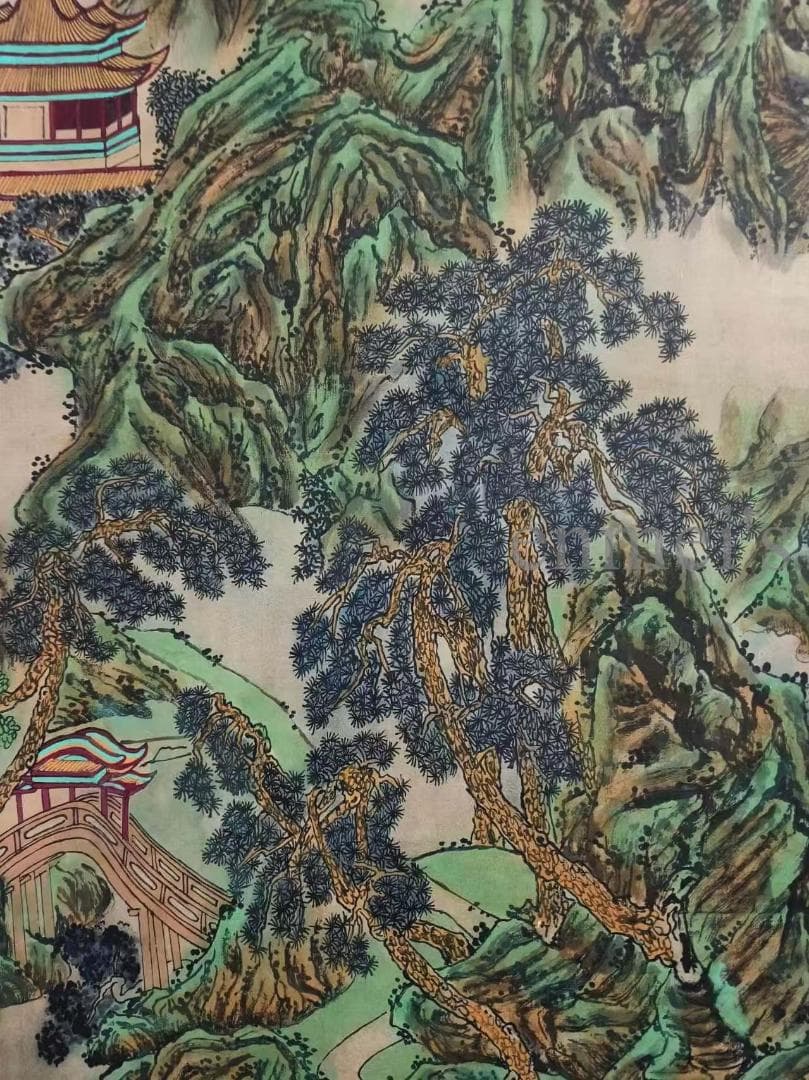 中国古美術 清代 王原祁作款 山水画 水墨画 宣紙 肉筆 六尺中堂画 掛け軸