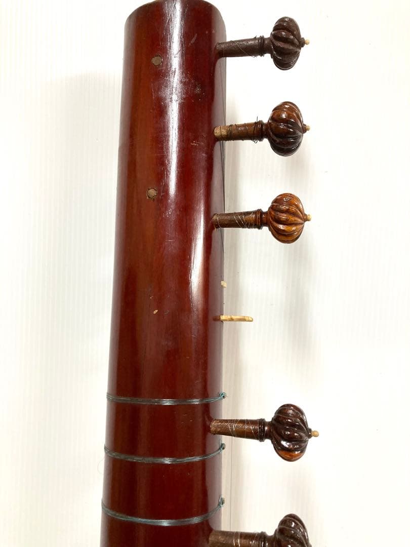 インド民族楽器◆シタール 全長124cm ピック／ハードケース付き 希少