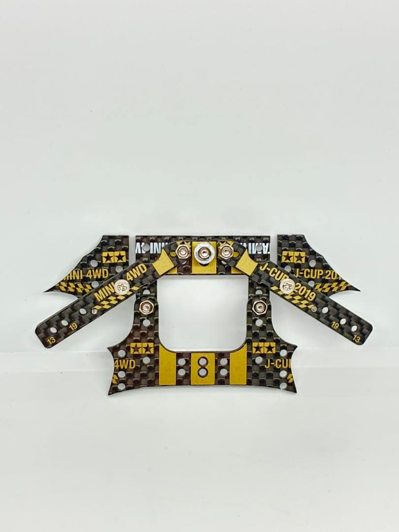 ミニ四駆　CNC加工　純正カーボン仕様　リヤアンカーユニット　ゴールドプリント