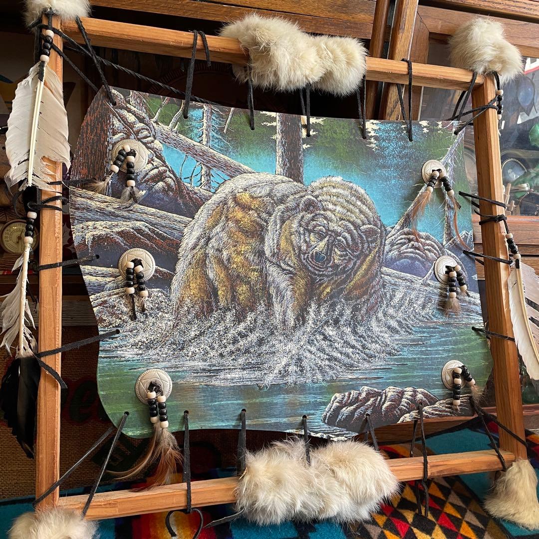 超レア！巨大BIG 70s〜ネイティブアメリカン 熊壁掛けUSAヴィンテージ雑貨