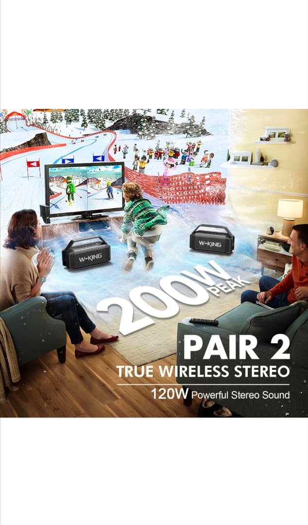 W-KING 60W RMS 100Wピーク、スピーカー bluetooth
