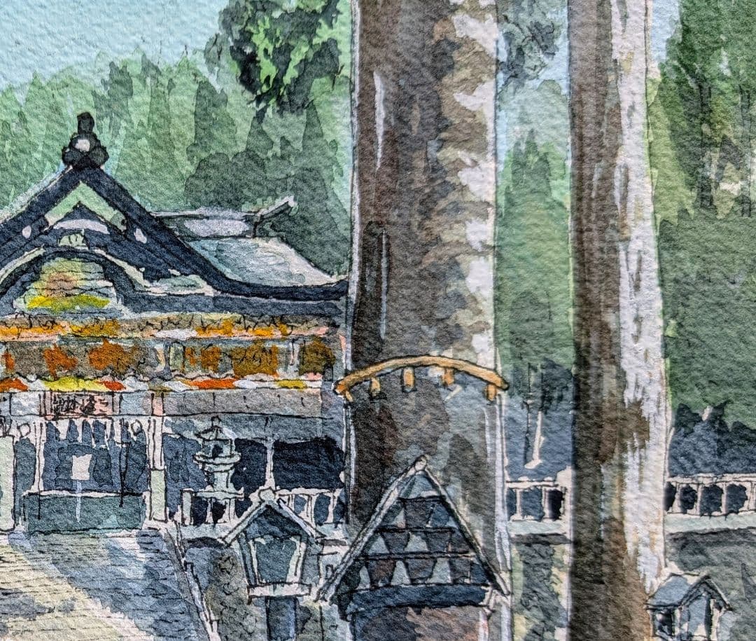 ちーぽさま仕様 水彩画 風景画 原画《パワースポット 三峯神社》