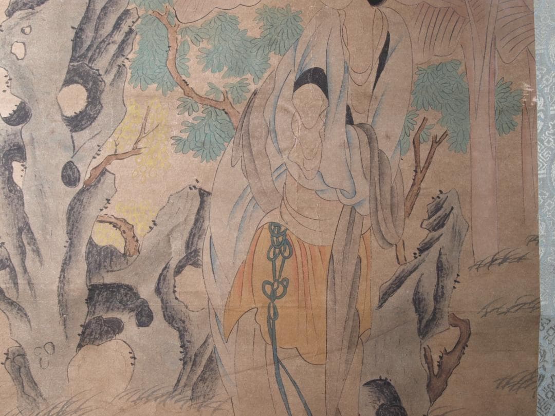 【骨董掛け軸】人物図 中国汪恭　清時代 肉筆保證　捲り AK529A12-1