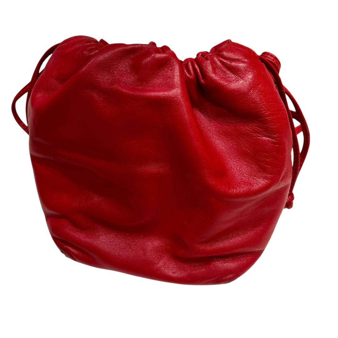 LOEWE ロエベ ヴィンテージ アナグラム レザー 巾着 ショルダーバッグ　赤