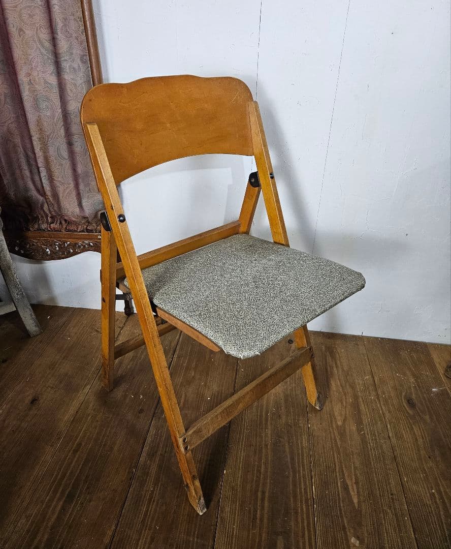 USヴィンテージ フォールディングチェア 木製 折り畳み椅子 古家具