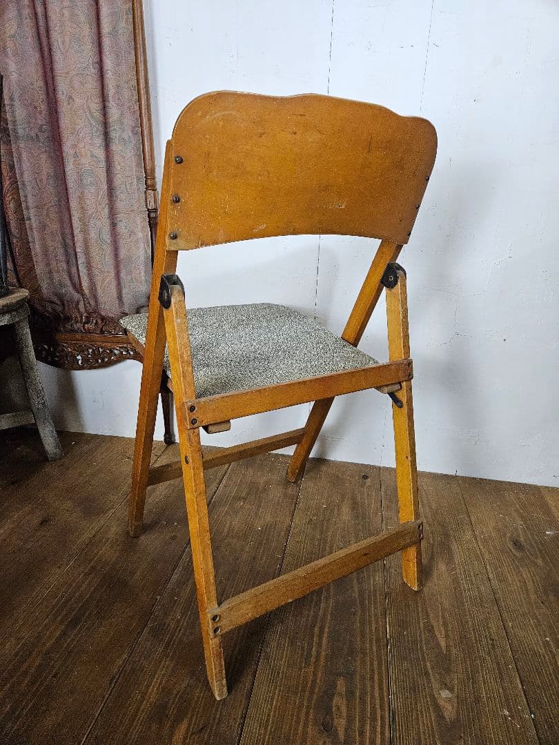 USヴィンテージ フォールディングチェア 木製 折り畳み椅子 古家具