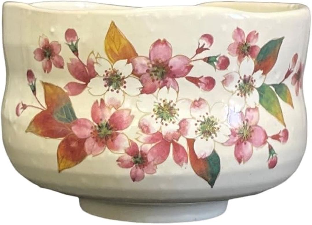 抹茶碗 9.3×H6.5cm 粉引桜野点抹茶碗 茶道 茶道具 抹茶茶碗 日本製