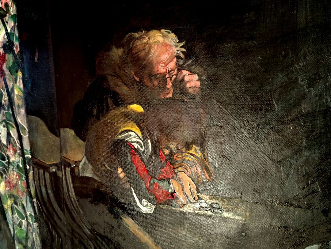 薔薇と酒の日々■ドラマティックな油彩画 大きなキャンバスW1900mm