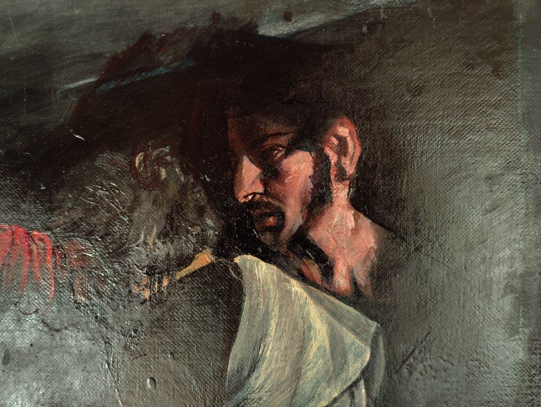 薔薇と酒の日々■ドラマティックな油彩画 大きなキャンバスW1900mm