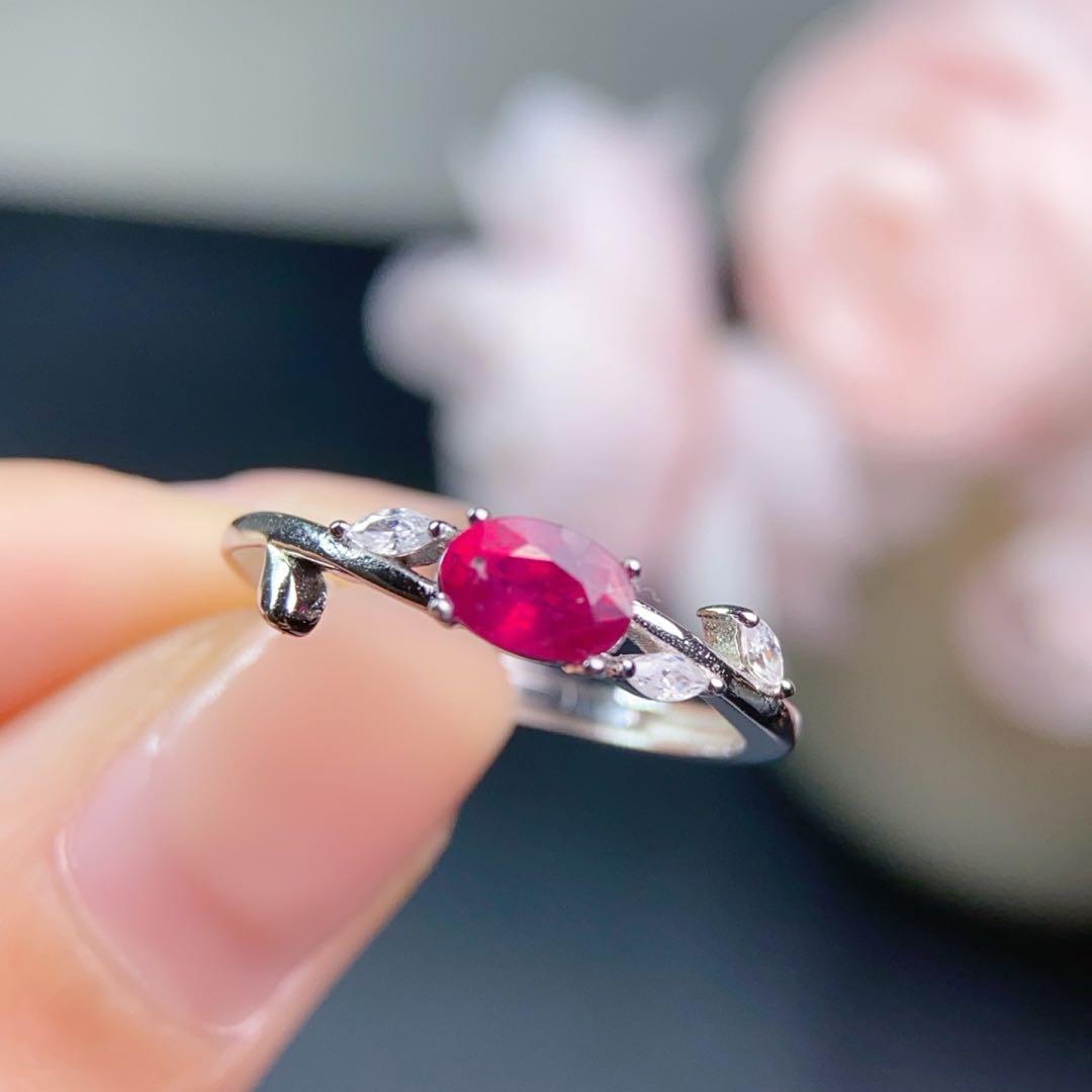 天然ルビー リング 上品な赤色｜S925 シルバー（ホワイトカラー）